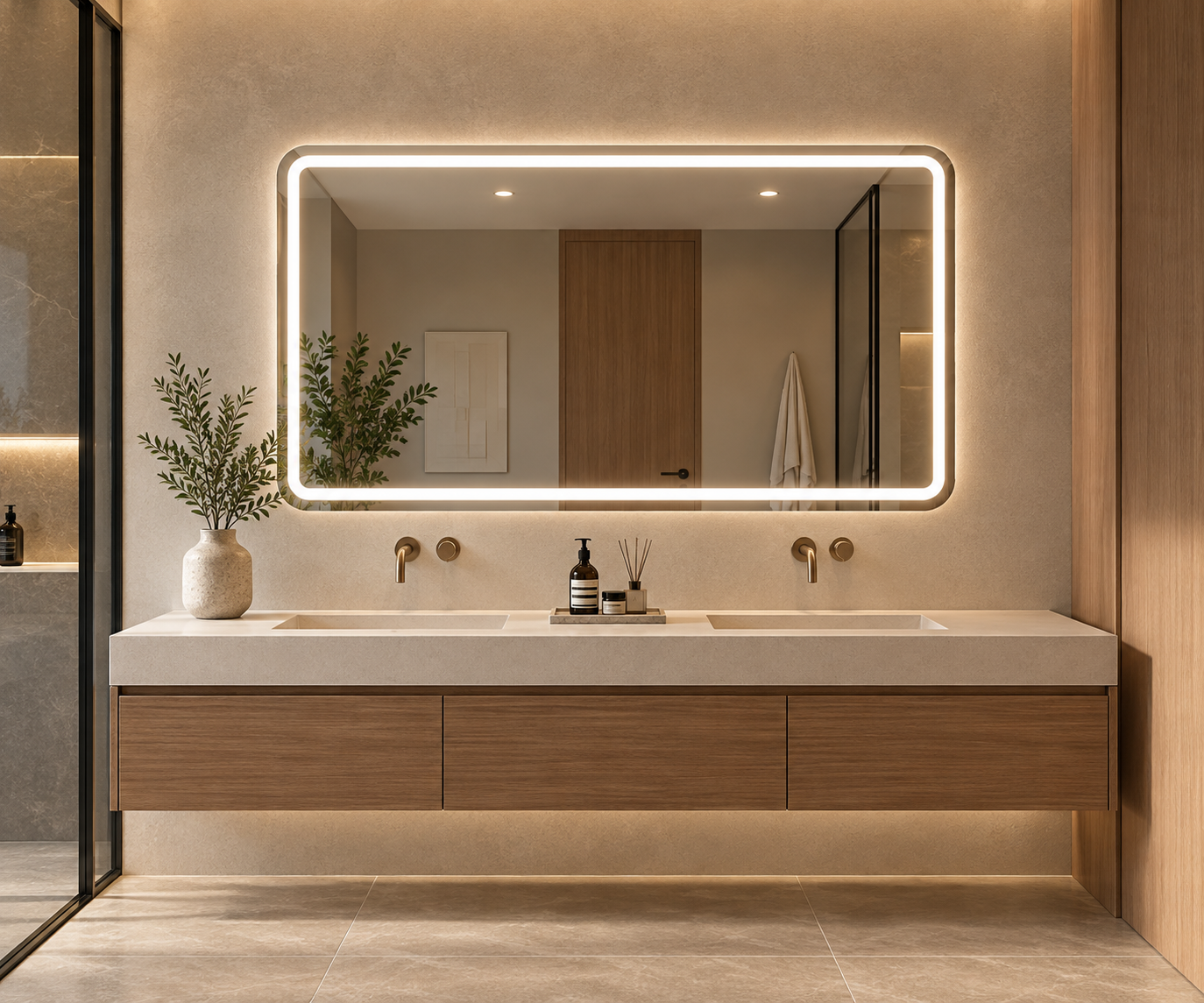 Bathroom mirror and vanity size proportion